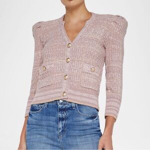 L'Agence Jenni Dusty Rose Puff Sleeve Cardigan NWOT
